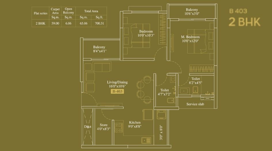 legacy-Milestone-Floor-Plan-B-Wing-2 BHK-700 Sqft